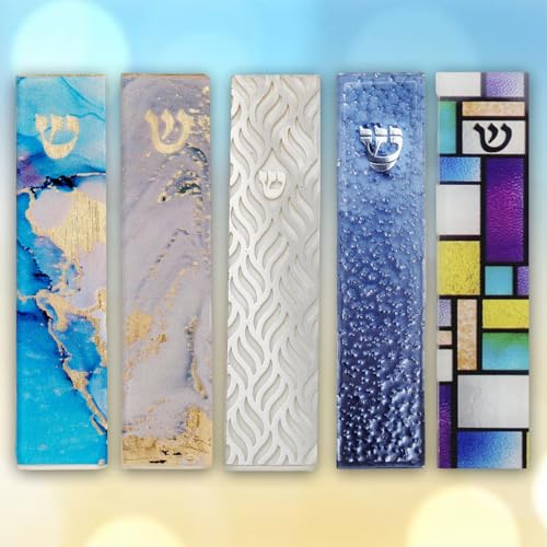 Lilac Marble Art Glass Mezuzah with Gold Accents – Handcrafted Wall Decor