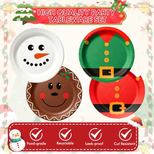 Funhax Christmas Plates and Napkins Party Supplies - 80 Pcs Holiday Tableware Sets