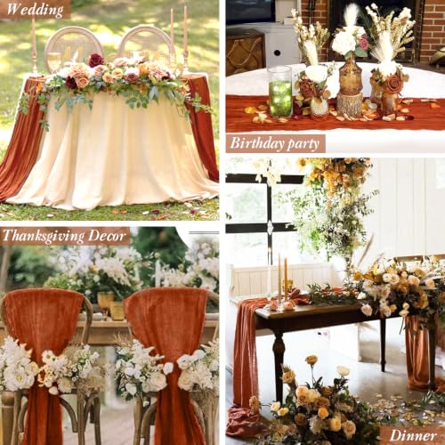BLUETOP 10 Pack 10ft Terracotta Cheesecloth Table Runners for Wedding & Party Decor
