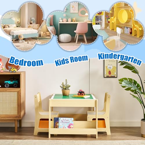 3-in-1 Kids Activity Table and Chair Set with Storage for Toddlers