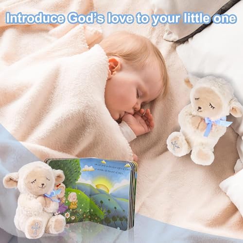 Baby Boy Baptism Gift Set with Praying Lamb Plush Toy and Prayer Book