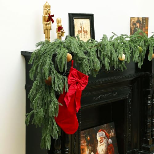 Tasruwat 9ft Norfolk Pine Garland - 2 Pack Extra Full Artificial Christmas Decor