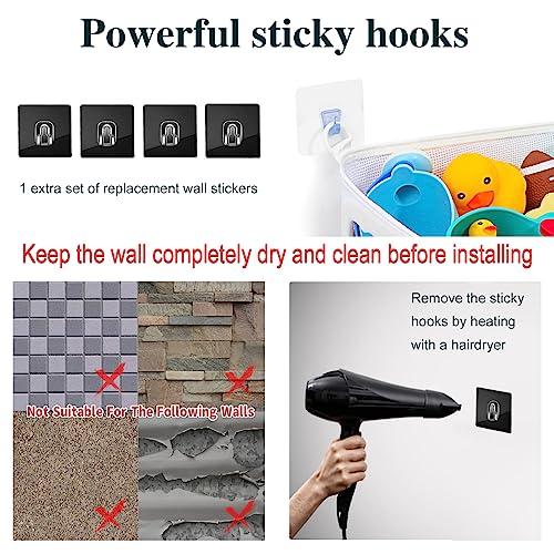 Austion Wall-Mounted Mesh Bath Toy Organizer - Large Capacity Tub Holder