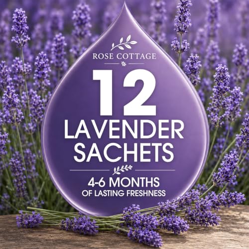 Lavender Hanging Scented Sachets (12 Pack) - Long-Lasting Closet Deodorizer