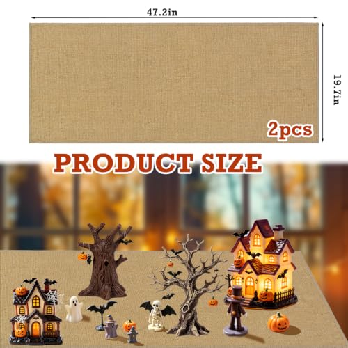Burlap Halloween Village Base Mat - 2-Pack Jute Landscape Liner (19.7 x 47 in)