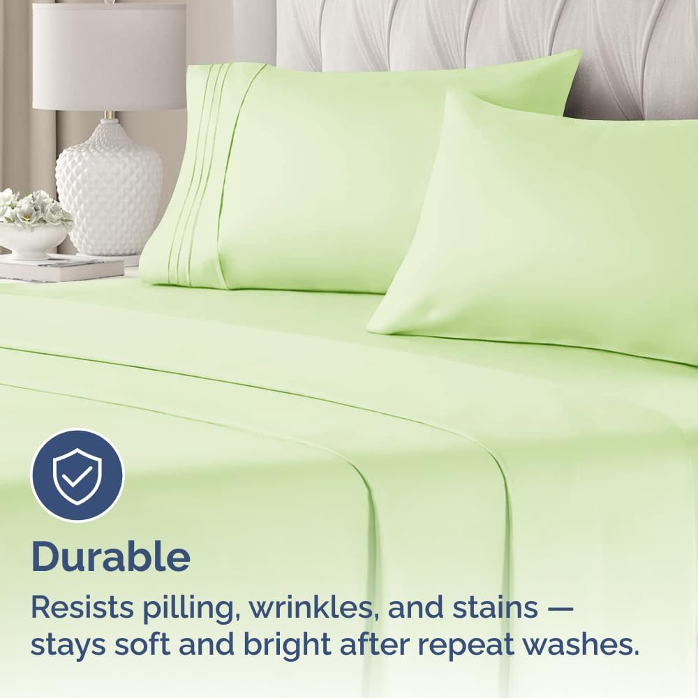 Skiennix Queen Pillow Cases Set of 4 - Ultra Soft Hotel Quality - Wrinkle Free & Fade Resistant - Light Sage Green