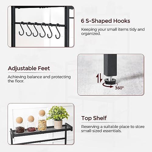 4-Tier Bakers Rack with Power Outlet, Kitchen Storage Shelf & 6 Hooks