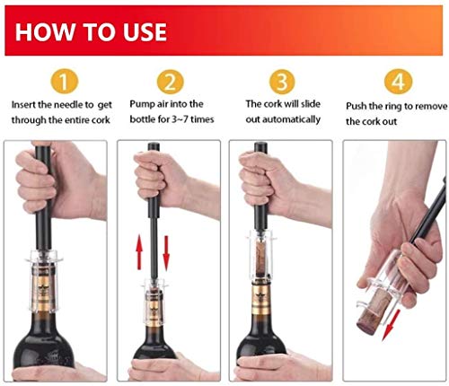 Air Pressure Pump Wine Opener Set with Foil Cutter, Pourer & Vacuum Stopper