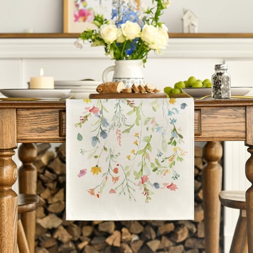 Artoid Mode Bloom Wildflowers Table Runner 13 x 72 Beige - Home Decor