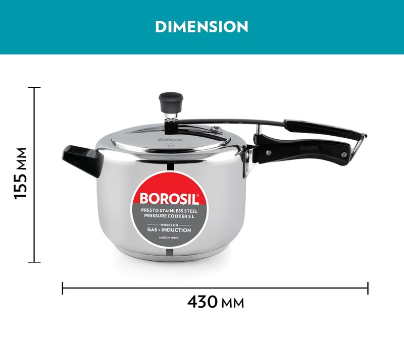 Borosil Presto Stainless Steel Pressure cooker
