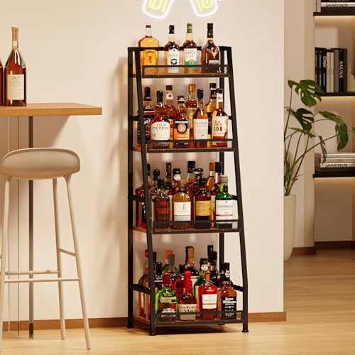 4-Tier Trapezoid Liquor Stand, Freestanding Wine Rack Display Shelf