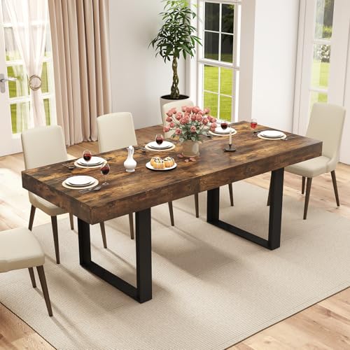 Extendable Dining Table 63-79 Inch Rectangular Farmhouse Kitchen Table
