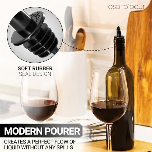 Esatto Black Plastic Pourer Spouts 100 Pack - High-Speed Liquor & Syrup Dispensers