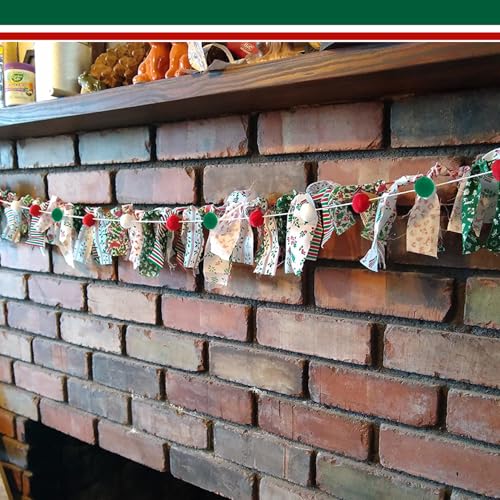 Alabzphsia 4Pack Christmas Pom Pom Garland 20mm Red Green White 6.57 ft Each