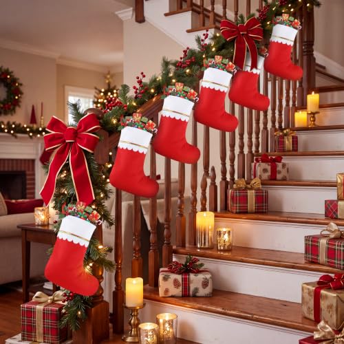 Cooraby 36 Pack 15in Red Felt Christmas Stockings with White Cuff - Hangable DIY Holiday Decor