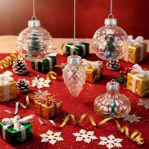 LOYIM 24pcs Iridescent Christmas Fillable Ornaments 3.15 Inch Holiday Decoration