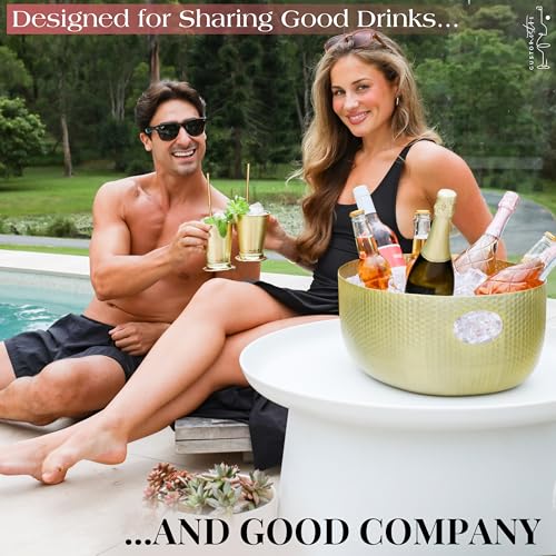 Gusto Nostro Gold Beverage Tub 22 Qt Large Ice Bucket for Parties & Drinks
