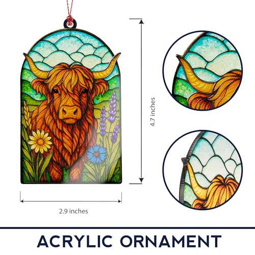 Highland Cow Christmas Ornament - Rustic Farmhouse Holiday Decor, Farm Animal Gift