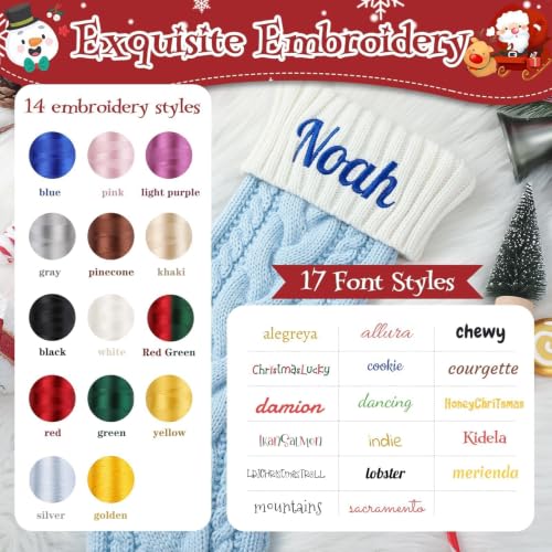 Personalized Embroidered Christmas Stocking - 18 Inch Large Cable Knit Stocking