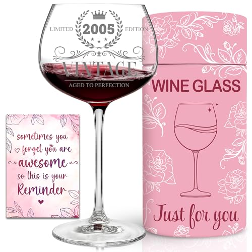 21st Birthday Wine Glass - Engraved Vintage 2005 Stemware Gift for Her