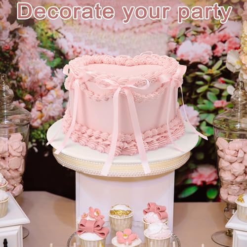 6-Inch Heart Shaped Pink Fake Cake Prop with Bow for Party Decor