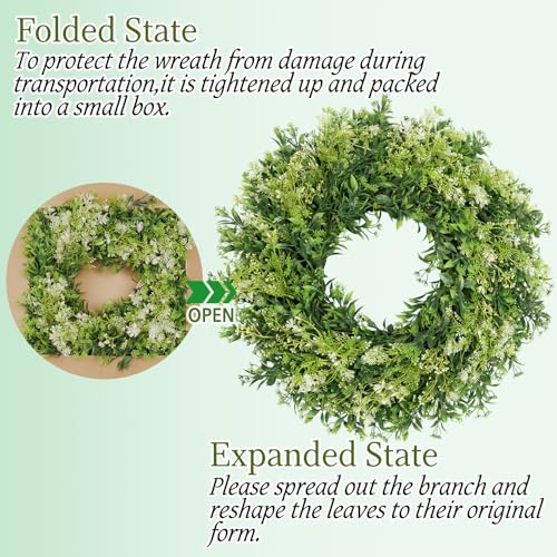 28-Inch Artificial Eucalyptus Wreath for Front Door, Farmhouse Decor