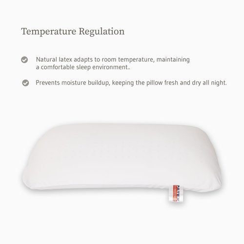 PATEX Classic Natural Latex Pillow – Medium Height Orthopedic Support – 100% Natural Latex – Hypoallergenic, Breathable & Eco-Friendly – Made in Thailand – Limited Stock