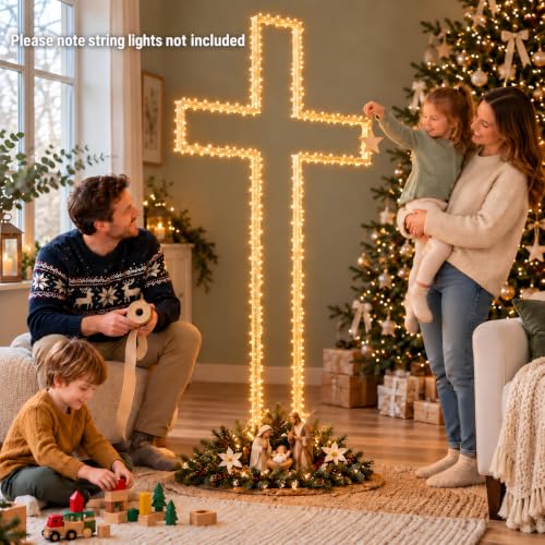 6FT Indoor Outdoor Jesus Cross Decoration - Metal Religious Yard Decor