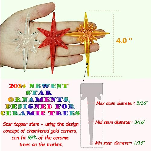 Replacement Ceramic Christmas Tree Star Topper Ornaments - 21 Pack Multi-Color