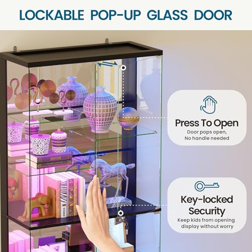 10-Tier Glass Display Cabinet with RGB Lighting, Motion Sensor & Lock