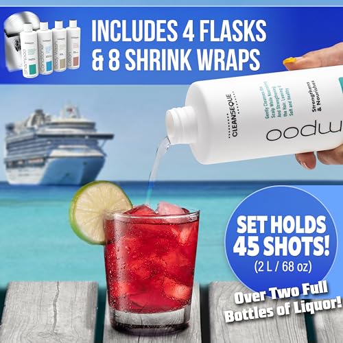 GoPong 4-Pack Travel Liquor Flasks - Hidden Alcohol Bottles for Cruises