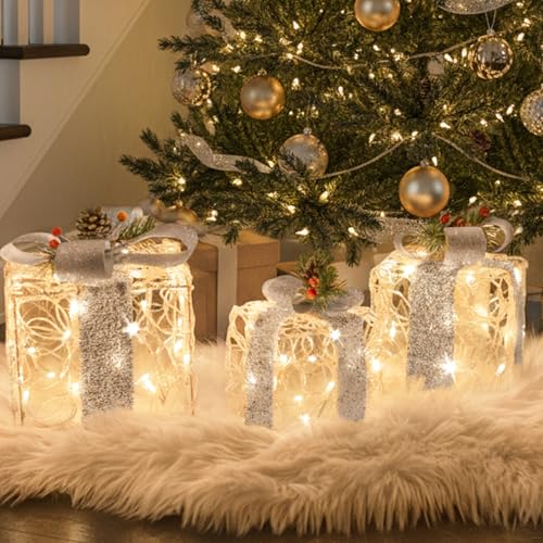Lighted Christmas Gift Boxes Set of 3 Indoor Outdoor Holiday Decor