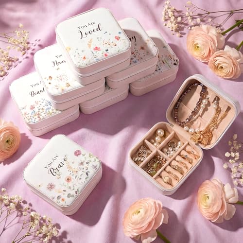 Kacctyen 12 Pcs Small Jewelry Travel Case Bulk Xmas Wild Flower Box