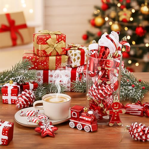 Soulchen 40 Pcs Red White Candy Christmas Tree Ornaments Holiday Decorations