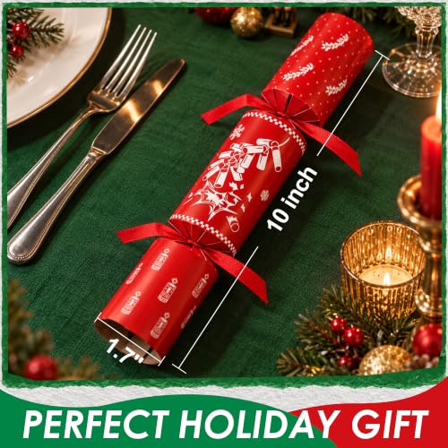 12 Pack Christmas Snowflake Crackers No Snap with Surprise Prizes - Holiday Party Favors