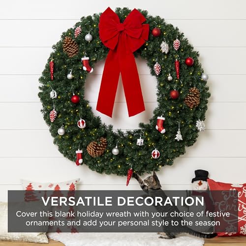 48-Inch Pre-Lit Artificial Christmas Wreath with 200 LED Lights & 714 Tips