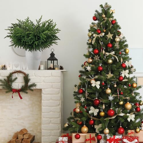 HIKISS 16 Pcs 24-Inch Realistic Norfolk Pine Branches for Christmas Decor - Artificial Greenery Stems for Wreaths, Garlands, Vases & DIY Projects