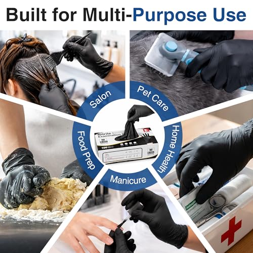 Black Nitrile Disposable Gloves - 3 Mil Powder-Free Medical & Food Safe