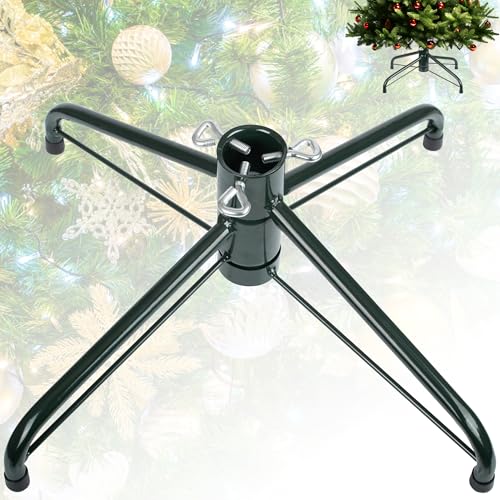 Folding Christmas Tree Stand 16.3 Inch Metal Base for 4-6 Feet Artificial Trees Dark Green Variation of This Listing
