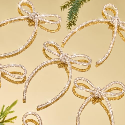 Champagne Gold Christmas Bows 12 Pcs 4.3 x 6 in - Flair Gifts Sparkle Tree Ornaments