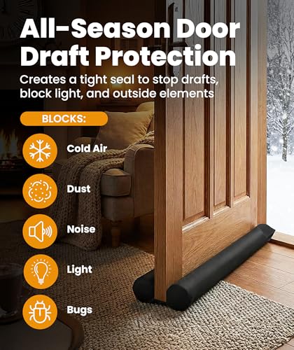 Double-Sided Door Draft Stopper - Under Door Seal Strip (Fits 30"-36")