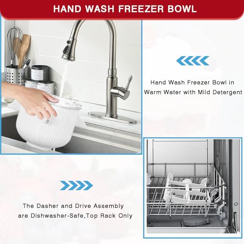 2-Quart Ice Cream Maker Attachment for Stand Mixers, 4.5QT to 6QT Models
