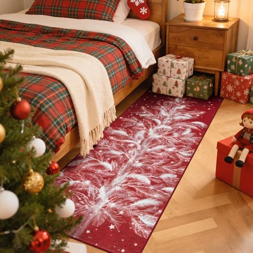 Lahome 2x6 Christmas Runner Rug Red Holiday Hallway Non-Slip Washable Low-Pile Decor