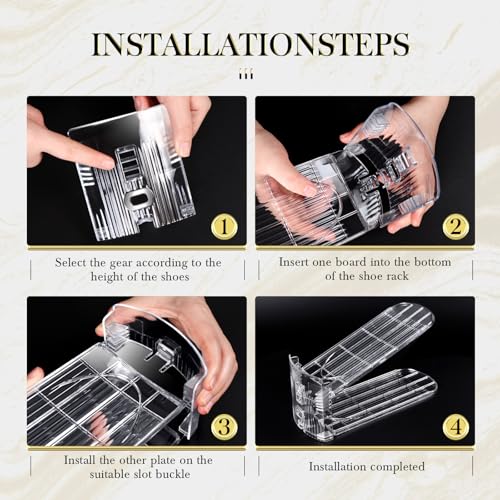 Adjustable Shoe Slots Organizer - 12 Pack Space Saving Shoe Stackers