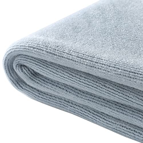 Pale Blue Knitted Throw Blanket with Fringe, 50x60 Inch Soft Acrylic