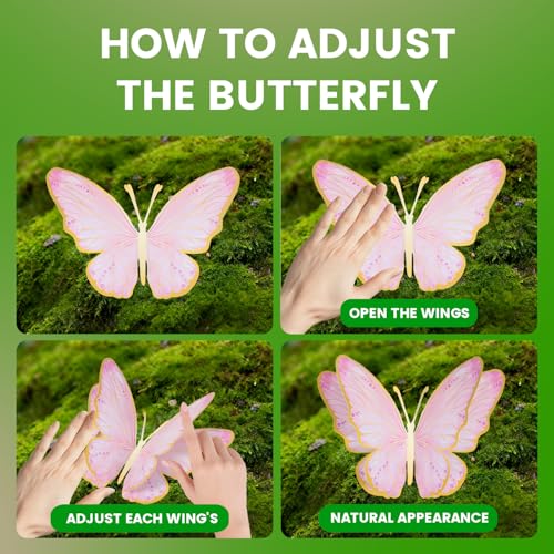 3D Butterfly Wall Decor - Large Metallic Paper Mural Decals for Events