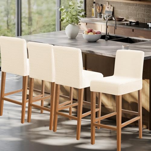 Stretch Bar Stool Covers Set of 4 - Washable Slipcovers for Chairs