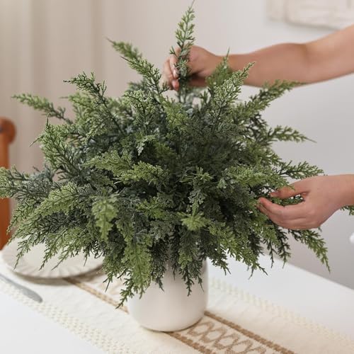 12 Pcs 18-Inch Artificial Cedar Branches for Vase & Holiday Decor - Lifelike Touch, Christmas Home Decoration