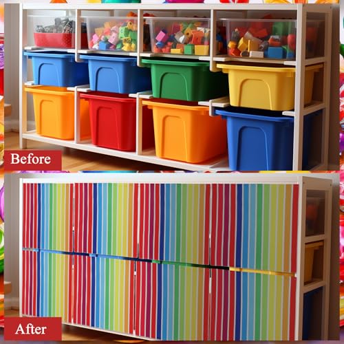 Rainbow Velvet Cabinet Curtains for Classroom Shelves - 6 Pack