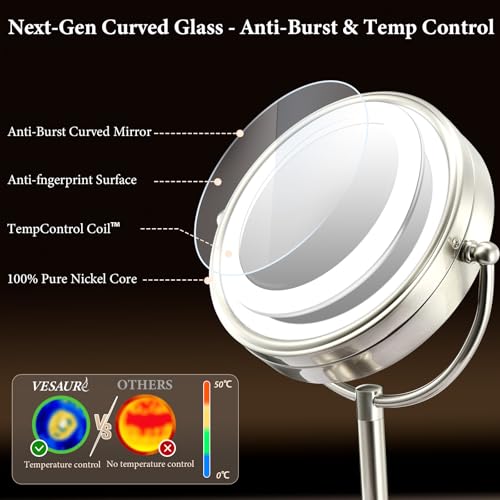 Professional 8.5" Large Lighted Makeup Mirror with Brighter Lights,
